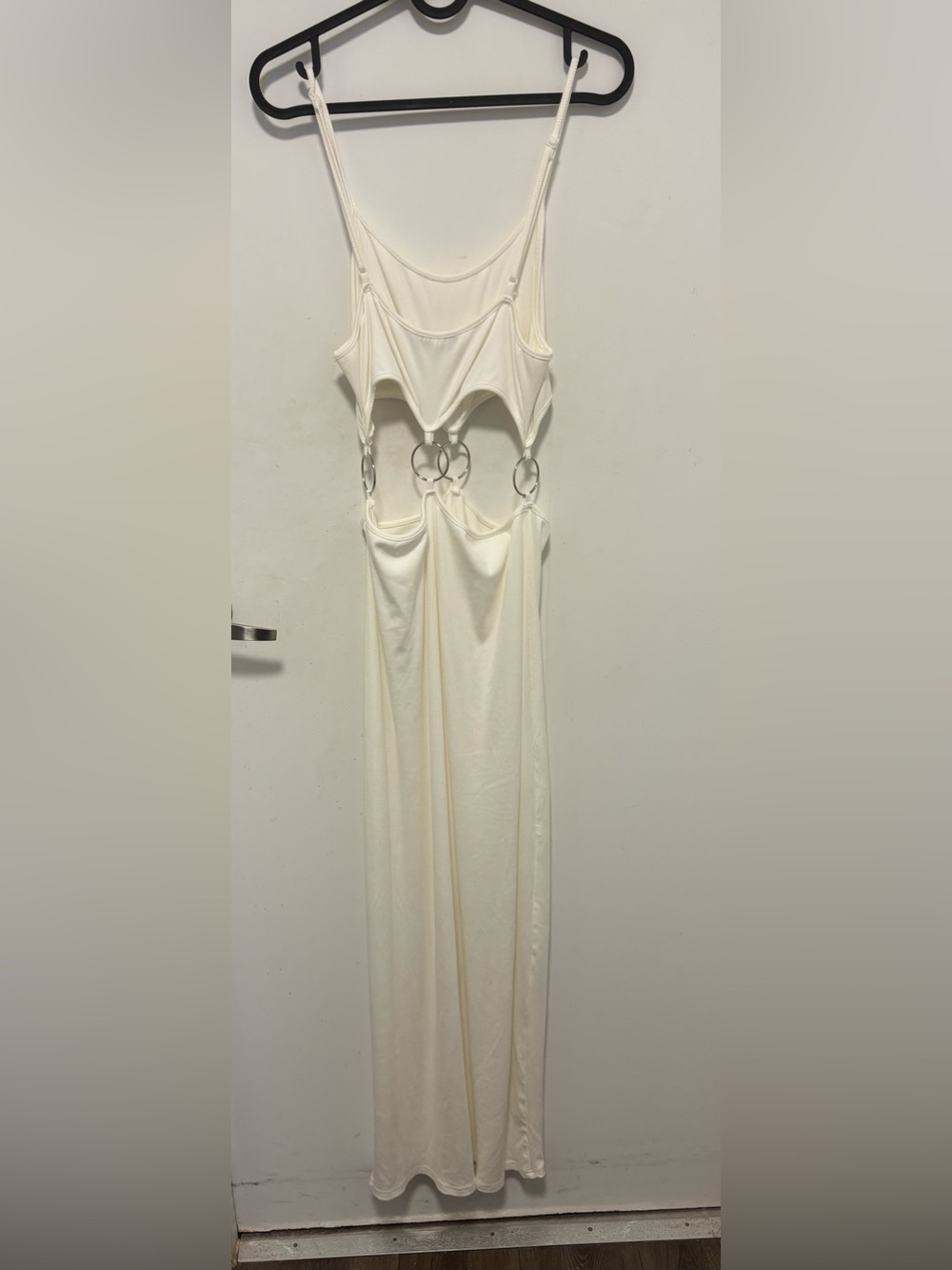 SHEIN Cream Backless Maxi Dress with Ring Cutouts